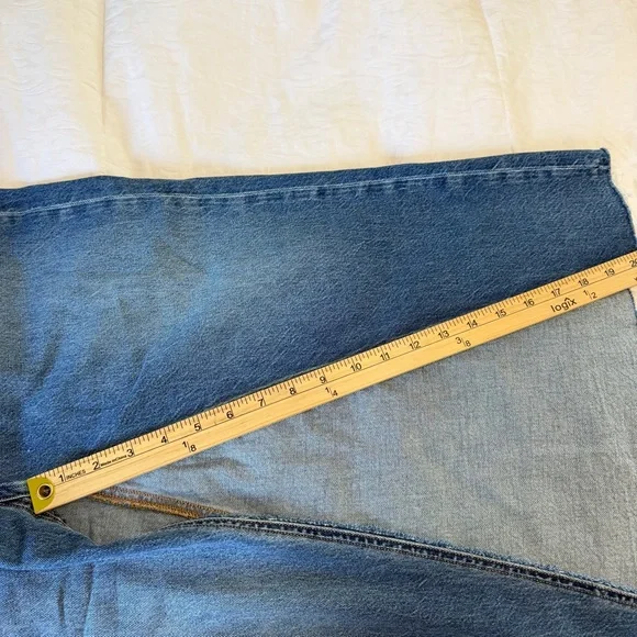 NWT American Eagle Denim Maxi Skirt Size 4 27W Low Rise Front Slit Raw Hem Y2K - Picture 8 of 9